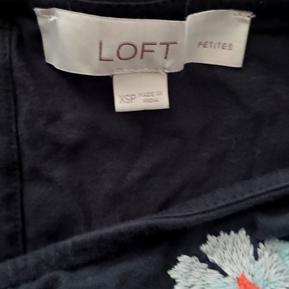 LOFT Black Dress with Colorful Floral Embroidery - Picture 3 of 3
